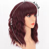 Picture of AISI HAIR Curly Bob Wig with Bangs Short Wavy Wine Red Color Wigs for Women Bob Style Synthetic Heat Resistant Bob Wigs