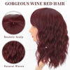 Picture of AISI HAIR Curly Bob Wig with Bangs Short Wavy Wine Red Color Wigs for Women Bob Style Synthetic Heat Resistant Bob Wigs