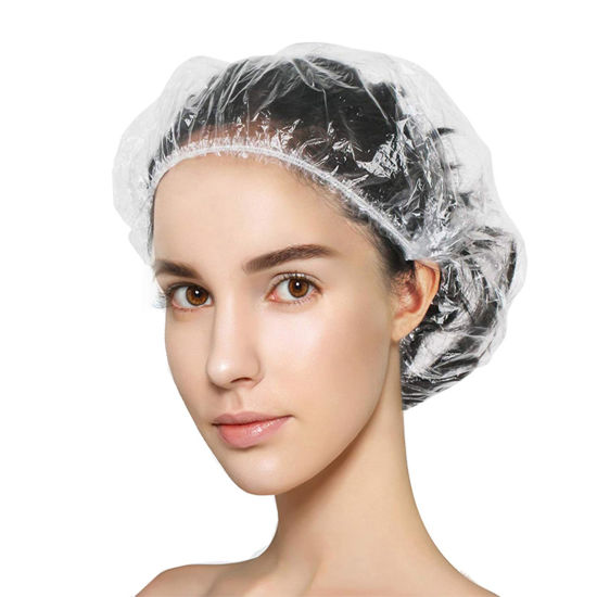 Picture of Years Calm 40PCS Disposable Shower Caps, Clear Shower Caps for Travel, large Plastic Hair Caps for Women, Home Use, Hotel (large Size 20.5") (40PCS)