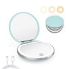 Picture of Kakuje Compact Mirror with Light, 1X/3X Magnification LED Pocket Mirror with USB Data Cable,Mini Mirror for Purse, Pocket,Travel and Present (Mint Green)