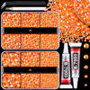 Picture of Resin Jelly Rhinestones for Crafting with B7000 Jewelry Glue, 2 Boxes Orange AB Flatback Crystals with 2Pcs 10ml Glue, Bedazzling Non Hotfix Gems for DIY Tumblers Clothing Shoes Manicure