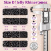 Picture of Resin Jelly Rhinestones for Crafting with B7000 Jewelry Glue, 2 Boxes Black Flatback Crystals with 2Pcs 10ml Glue, Bedazzling Non Hotfix Gems for DIY Tumblers Clothing Shoes Manicure