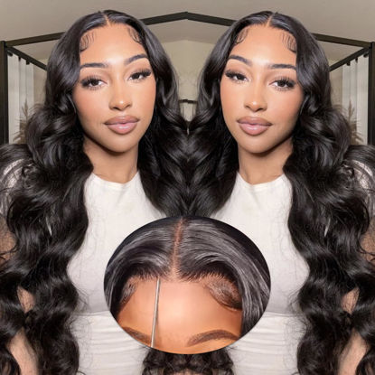 Picture of CLYDANX 26 Inch Wear and Go Glueless Wigs Human Hair Pre Plucked Pre Cut Body Wave Wigs for Women 5x5 HD Lace Closure Wigs Human Hair 180% Density 3 Seconds to Wear Glueless Wigs for Beginners