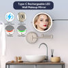 Picture of Rocollos Rechargeable Wall Mounted Lighted Makeup Mirror, 8 Inch Double-Sided LED Vanity Mirror 1X/10X Magnification,3 Color Lights Touch Screen Dimmable 360°Swivel 13 Inch Extendable