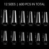 Picture of 600PCS Half Cover Coffin Nail Tips - Acrylic Nail Tips, krofaue 12 Size Clear Nail Tips, Half Cover Acrylic False Nail Tips With Box for Nail Tips Art Salons and Home DIY (Clear)