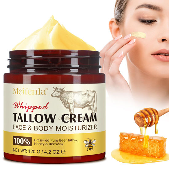 Picture of Meifenla Beef Tallow for Skin, Tallow and Honey Cream Natural Tallow Face Moisturizer, Organic Hydrating Beef Tallow Balm Deeply Moisturizing for Face & Body Skin Care