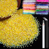 Picture of 5000pcs 3mm Resin Rhinestones Bulk, Transparent Lemon Yellow AB Flatback Round Jelly Rhinestones Non Hotfix Crystal Gems Large Quantity Wholesale for DIY Crafts Clothes Bottles Face Makeup Manicure