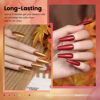 Picture of RARJSM Nude Gold Glitter Gel Nail Polish Set 6pcs Jelly Shimmery Sheer Lavender Wine Red Gold Brown Orange Fall Nail Gel Polish Sparkly Translucent Natural Skin Tone Color 7.5ml Soak off UV LED Cured