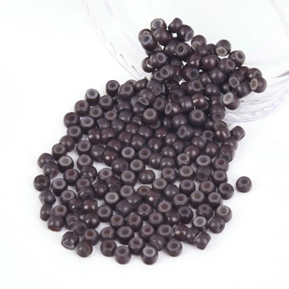 Picture of Vlasy 200Pcs Nano Ring Beads Silicone Lined Beads for Nano Ring Human Hair Extensions 5 Color Optional (Brown)