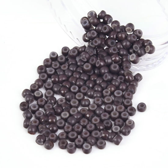 Picture of Vlasy 200Pcs Nano Ring Beads Silicone Lined Beads for Nano Ring Human Hair Extensions 5 Color Optional (Brown)