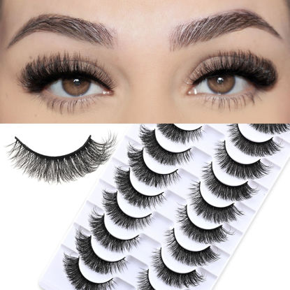 Picture of FARRED Wispy Lashes Short Eyelashes Fluffy Cat Eye False Eyelash Russian Strip Lash Natural Fox Eye Lashes that Looks Like Extension 10 Pairs Volume Winged Eyelashes Pack for Daily Makeup (Z17|8-15MM)