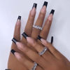 Picture of DANMANR Long Press on Nails Balck Square French Fake Nails Full Cover Acrylic False Nails for Women and Girls 24PCS