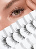 Picture of Wispy Lashes False Eyelashes Natural Cat Eye Lashes 12mm Strip Lashes withThin Band Siliglli Cat Eyelashes 3D Volume False Lashes C Curl Eyelashes Pack 7 Pair