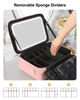 Picture of Relavel Makeup Bag with LED Mirror, 16.2 inches Large Professional Makeup Case for Makeup Artists, Travel Portable Cosmetic Organizer Storage Box, Vanity Case with 3 Colors Lighted Mirror, Pink