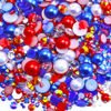 Picture of Briskbloom 60g Mix Flatback Pearls and Flatback Rhinestones for Crafts, 2mm-10mm Pearl Rhinestones for Nails Face Art Tumblers, Jelly Rhinestones and Half Pearls, with Tweezers Wax Pen, White|Red|Blue