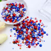 Picture of Briskbloom 60g Mix Flatback Pearls and Flatback Rhinestones for Crafts, 2mm-10mm Pearl Rhinestones for Nails Face Art Tumblers, Jelly Rhinestones and Half Pearls, with Tweezers Wax Pen, White|Red|Blue