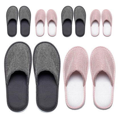 Picture of OSTADARRA 6 Pairs Spa Slippers, Non Slip Disposable Slippers For Guest, Washable Reusable, Which Can Be Used As Women Men, House, Indoor, Bathroom, Bedroom, Hotel, Bride Slippers (2 sizes)