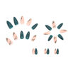 Picture of Green Press on Nails Medium Almond Fake Nails with Designs Leaf Gold Line False Nails Press ons Glossy Full Cover Glue on Nails Cute Acrylic Nails Artificial Stick on Nails for Women Manicure 24 Pcs