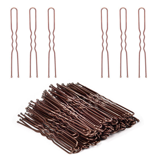 Picture of U Shaped Hair Pins, IKOCO 2.4inch Hair Pins for Women with Storage Box, Brown
