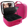 Picture of MOMIRA Makeup Bag with Mirror and Light Travel Makeup Train Case Cosmetic Bag Organizer Portable Artist Storage Bag with Adjustable Dividers Makeup Brushes Storage Organizer Rose red