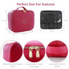 Picture of MOMIRA Makeup Bag with Mirror and Light Travel Makeup Train Case Cosmetic Bag Organizer Portable Artist Storage Bag with Adjustable Dividers Makeup Brushes Storage Organizer Rose red