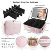 Picture of MOMIRA Large Makeup Train Case with Lighted and Mirror 14inch Partitionable Cosmetic Bag Travel Makeup Case Professional Cosmetic Artist Organizer, Waterproof Portable, with Shoulder Stra Pink