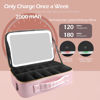 Picture of MOMIRA Large Makeup Train Case with Lighted and Mirror 14inch Partitionable Cosmetic Bag Travel Makeup Case Professional Cosmetic Artist Organizer, Waterproof Portable, with Shoulder Stra Pink