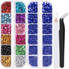 Picture of Two Packs of Flatback Rhinestones 4520 Pcs Colorful Nail Art Rhinestones Flatback Crystal Colorful+Royal Blue Rhinestone with Picker Pencil and Tweezer For Nail Art and Decoration
