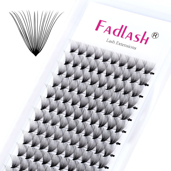 Picture of Lash Extension C CC D DD Curl Premade Fans Eyelash Extensions Pointy Base Volume Lash Extensions Pre Made Volume Lashes Long Stem Premade Lash Extensions Fans (20D-0.07C, 13mm)