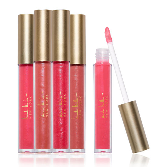 Picture of Nicole Miller Lip Gloss Collection Shimmery Glosses for Women and Girls Long Lasting Color Set with Rich Varied Colors, Silver City, 5 Count (Pack of 1)