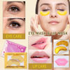 Picture of 30 Pairs 24K Gold Eye Masks & Lip Masks, Crystal Collagen Gel Under Eye Patches for Puffy Eye, Moisturizing Cooling Skin Care Lip Eye Patches for Puffiness and Dark Circles