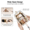 Picture of Narwey Large Women Makeup Bag Wide-open Make up Bag Travel Cosmetic Organizer Toiletry Bag for Cosmetics Toiletries Accessories (Beige Flamingo)