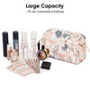 Picture of Narwey Large Women Makeup Bag Wide-open Make up Bag Travel Cosmetic Organizer Toiletry Bag for Cosmetics Toiletries Accessories (Beige Flamingo)