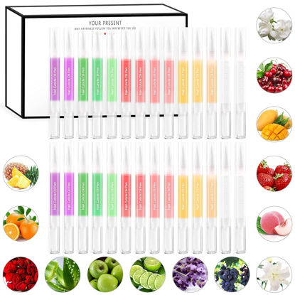 Picture of SULLMAR 28Pcs Nail Cuticle Oils Nail Nutrition Oil Pen Nail Nourishment Pens 28 Smell Cuticle Revitalizer for Agnail Nourish Skin Nail Care (28pcs)