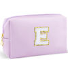 Picture of URSKYTOUS Gifts for Girls Initial Makeup Bag Personalized Cosmetic Bag with Zipper Cute Travel Toiletry Bag Waterproof PU Preppy Makeup Pouch Birthday Gift for Teen Girls Women(Purple E)