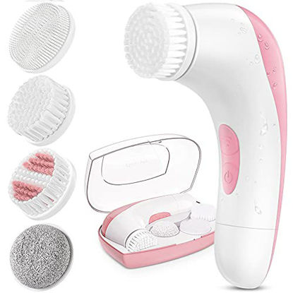 Picture of ?2021 Upgraded?ETEREAUTY Facial Cleansing Brush, Waterproof Face Brush with 4 Brush Heads and a Protective Case - Deep Cleansing, Gentle Exfoliating for Face and Body, Light Pink