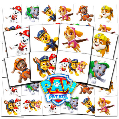 Picture of Paw Patrol Tattoos Party Favors Bundle ~ 70+ Perforated Individual 2inch x 2inch Paw Patrol Temporary Tattoos for Kids Boys Girls (Paw Patrol Party Supplies MADE IN USA) (Paw Patrol Tattoos)