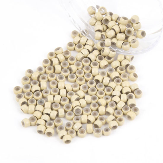 Picture of Vlasy 200Pcs Nano Ring Beads Silicone Lined Beads for Nano Ring Human Hair Extensions 5 Color Optional (Blonde)