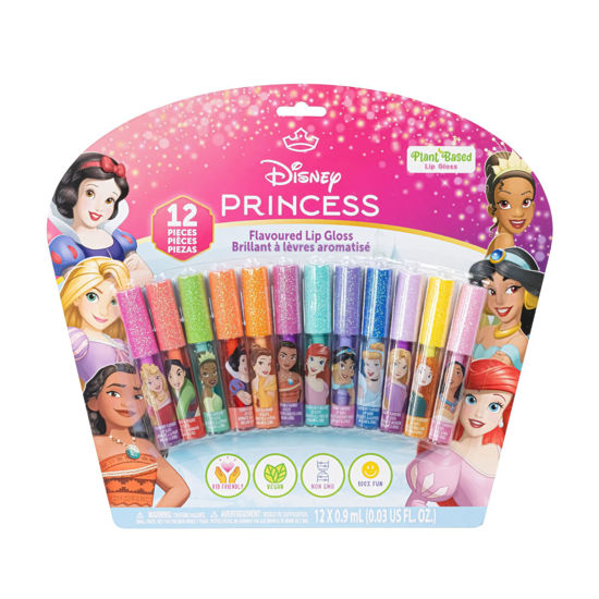 Picture of Disney Princess 12 Piece Plant Based Lip Gloss, Girls Party Favors, First Makeup Set for Girl, Perfect for Parties, Sleepovers, and Birthday Gifts, Ages 3+, by Townley Girl
