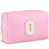 Picture of URSKYTOUS Initial Makeup Bag Personalized Preppy Travel Small Cosmetic Bag Cute PU Pink Chenille Letter Makeup Pouch for Purse Waterproof Zippered Toiletry Organizer for Women Girls Kids Friends (O)