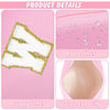 Picture of URSKYTOUS Initial Makeup Bag Personalized Preppy Travel Small Cosmetic Bag Cute PU Pink Chenille Letter Makeup Pouch for Purse Waterproof Zippered Toiletry Organizer for Women Girls Kids Friends (W)