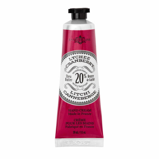 Picture of La Chatelaine 20% Shea Butter Hand Cream Travel Size, Organic Argan Oil, Moisturizing, Nourishing, Repairing, Extra-Rich Hand Lotion, Made in France, Paraben Free, 1 oz / 30ml (Lychee Cranberry)
