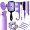 Picture of 12 Pcs Hair Brush Set for Women, Spray Bottle, 3 Pieces Slick Back Hair Brushes for Toddlers, Soft Scalp Massager, Detangling Hairbrush for Wet Dry Curly Hair Detangling, Wide Tooth Combs (purple)