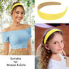 Picture of Wecoe 10 Pack Yellow Satin Headbands - 1.3 Inch Wide Non-Slip Fashion Hair Accessories for Women, DIY Holiday Costumes