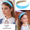 Picture of Wecoe 10 Pack Satin 1.3 Inch Wide Light Blue Headbands for Women & Girls - Non-Slip Fashion Hair Accessories for DIY Holiday Costume, Diademas Coreanas Para Mujer