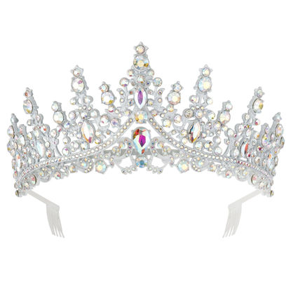 Picture of COCIDE White Tiaras and Crowns for Women Crystal Princess Queen Crowns for Women Rhinestone Tiaras for Girls Bride Wedding Hair Accessories for Bridal Birthday Party Prom Halloween Cosplay Christmas