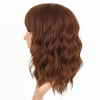 Picture of AISI HAIR Synthetic Wavy Curly Bob Wig with Bangs Ash Auburn Short Wavy Hair for Women Synthetic Heat Resistant Bob Wigs