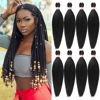 Picture of Pre Stretched Braiding Hair 8 Packs 18 Inch Professional Hair for Braiding Easy to Twist Crochet Braids Hot Water Setting Yaki Straight Synthetic Hair Extensions (#1B)