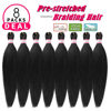Picture of Pre Stretched Braiding Hair 8 Packs 18 Inch Professional Hair for Braiding Easy to Twist Crochet Braids Hot Water Setting Yaki Straight Synthetic Hair Extensions (#1B)
