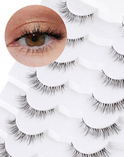 Picture of Natural Lashes Mink Natural Eyelashes False Eyelashes Natural Look False Lashes Wispy Eye Lashes Cat Eyelashes Fake Lashes KD292